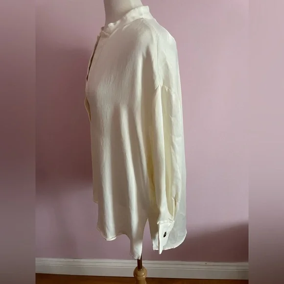 Zara Cream Long Sleeve Relaxed Blouse - Picture 3 of 6
